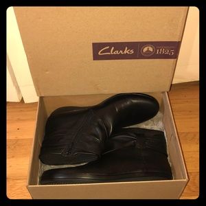 Black leather ankle boots